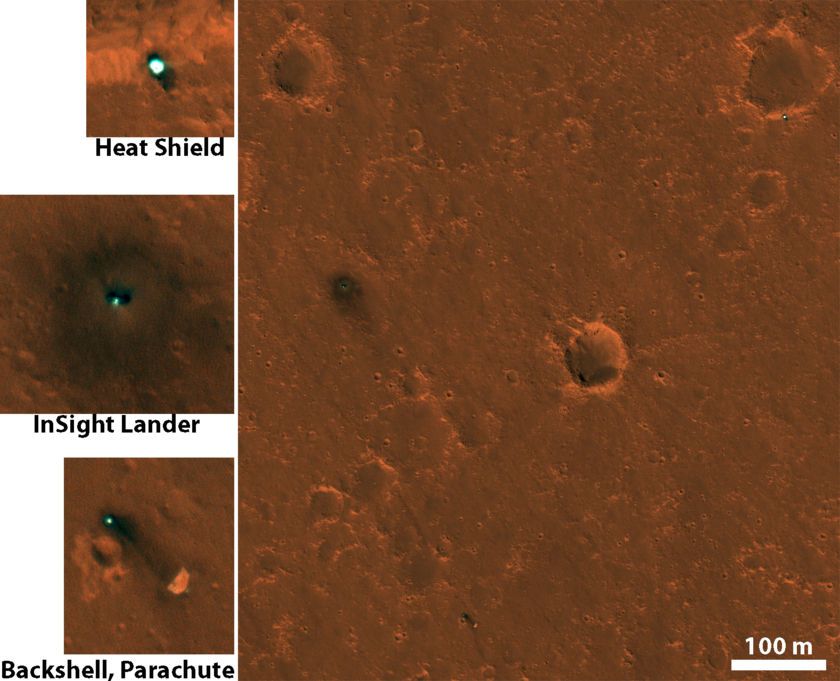 HiRISE images of InSight hardware on Mars