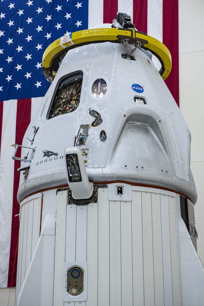 The SpaceX Crew Dragon trunk was secured to the spacecraft on Thursday, April 30, at Cape Canaveral Air Force Station, Florida, in preparation for launch of NASAfs SpaceX Demo-2 mission.