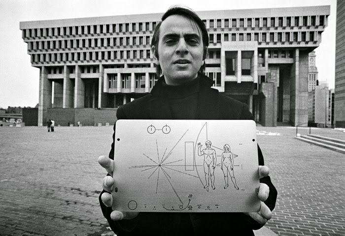 Carl Sagan's wife designed the plaque bolted to the outside of the first man made object to leave our solar system